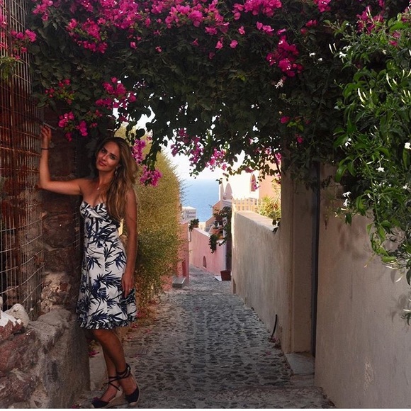 Karen Millen Blue and White Bird Strapless Dress - Picture 8 of 8